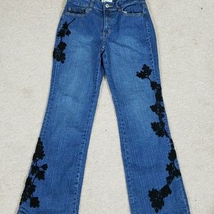 Embroidered denim jeans